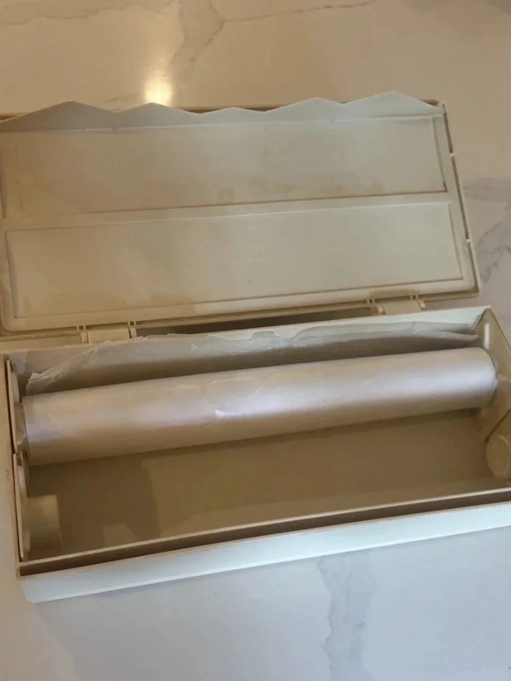 Vintage Tupperware Wax Paper & Foil Dispenser Almond #1573 Wall Mount Retro
